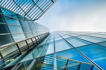 steel blue glass high rise building skyscrapers