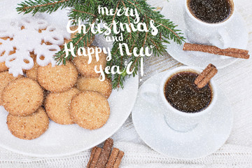 coffee with cinnamon and cookies