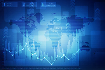 2d rendering Stock market online business concept. business Graph 