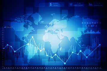 2d rendering Stock market online business concept. business Graph 