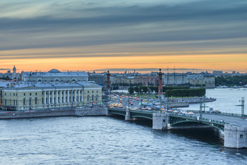 Fototapeta premium St. Petersburg from the roof, the Palace Bridge and the Neva River