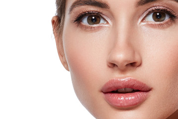 Beautiful woman closeup skin care healthy concept beauty portrait.