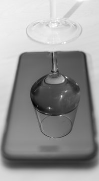 Wine Glass Through The Smart Phone