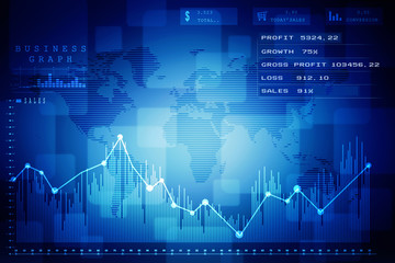 2d rendering Stock market online business concept. business Graph 