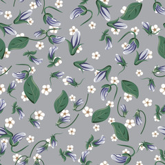 Fototapeta na wymiar drawing of seamless pattern with viola flowers