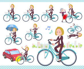 flat type blond hair business women_city cycle