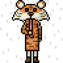 vector pixel art tiger umbrella