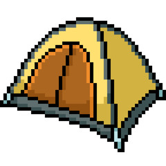 vector pixel art tent camp