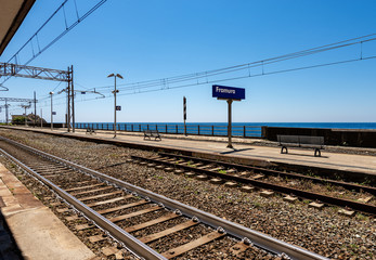 Fototapeta na wymiar Framura Railway Station - Liguria - Cinque Terre - Italy