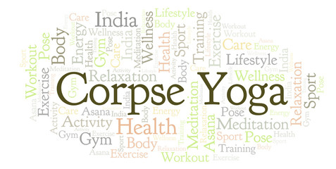 Obraz premium Corpse Yoga word cloud.