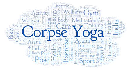 Obraz premium Corpse Yoga word cloud.