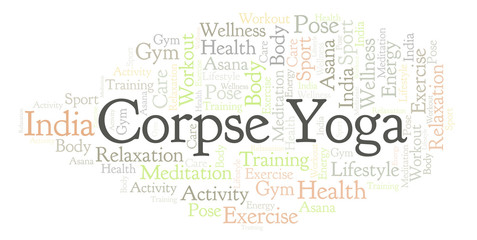 Obraz premium Corpse Yoga word cloud.