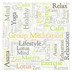 Fototapeta premium Group Meditation square word cloud.