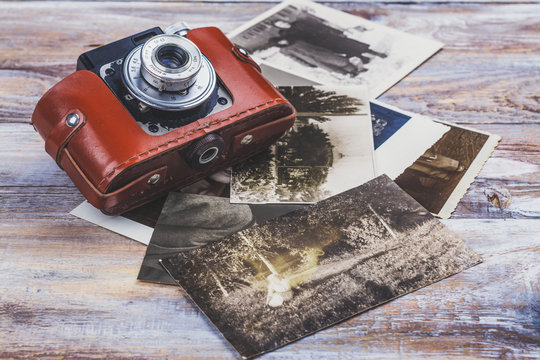 Vintage camera and photos