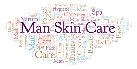 Man Skin Care word cloud.