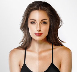 woman tan half face beautiful portrait
