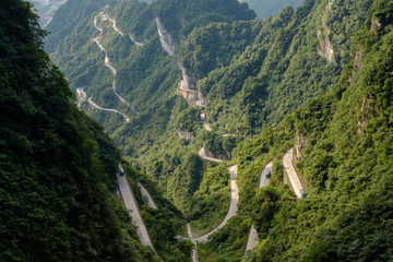 Road in Tianmen mountain national park, Mountain in china view from top