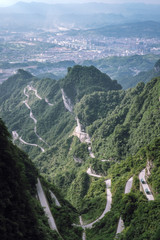 Road in Tianmen mountain national park, Mountain in china view from top