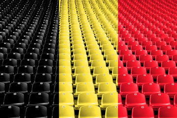 Fototapeta premium Belgium flag stadium seats. Sports competition concept.