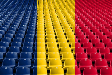 Chad flag stadium seats. Sports competition concept.