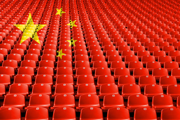 China flag stadium seats. Sports competition concept.