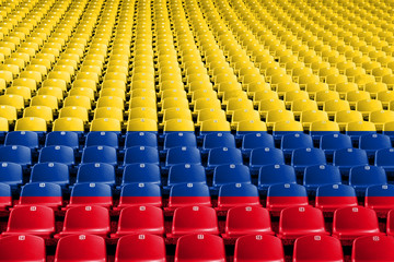 Colombia flag stadium seats. Sports competition concept.