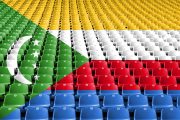 Comoros flag stadium seats. Sports competition concept.