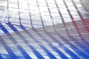 Perspective stock market index with modern building in background