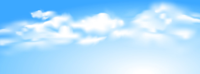 Panorama view of white cloud with blue sky background. Vector illustration.