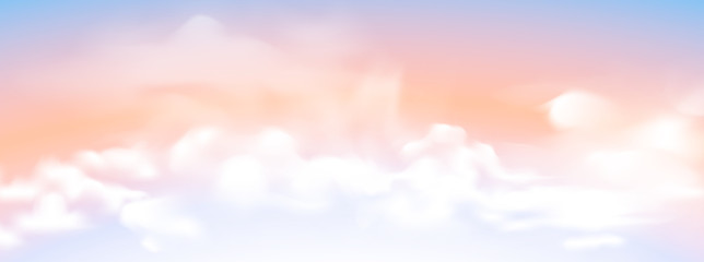 Panorama view of white cloud with twilight sky background. Vector illustration.