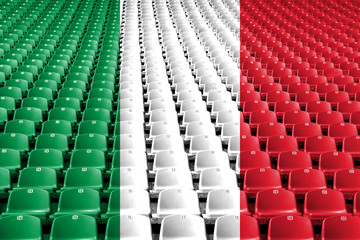 Italy flag stadium seats. Sports competition concept.