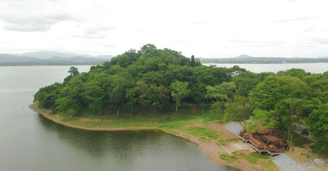 Fototapeta na wymiar Aerial view of Bang Phra reservoir from Sriracha Chonburi Thailand