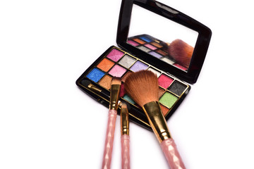 Eye shadow palette on white background