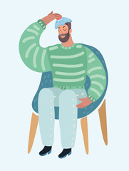 Suffering tired man character.