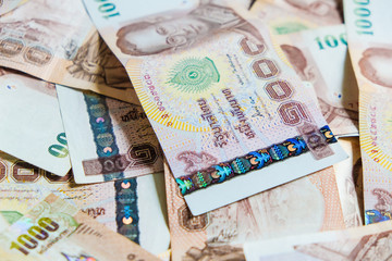 Thailand 1000 bath value money note background