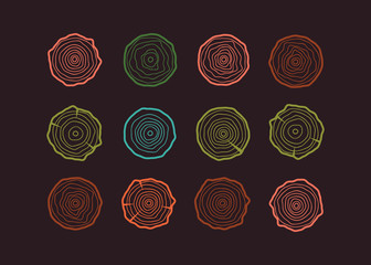 Tree rings background. Abstract age annual circle tree vector