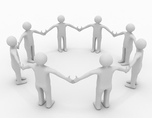 3D teamwork concept. illustration on white background