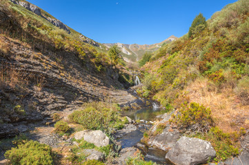 Valley through which passes the river Faro in Redipuertas, Leon (Spain) on a fantastic summer day.