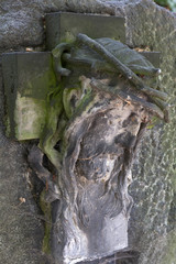 Historic Statue on the mystery old Prague Cemetery, Czech Republic