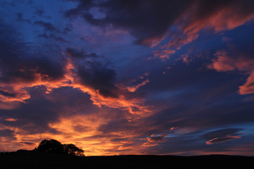 Dramatic fiery sunrise in Northumberland