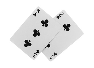 Playing cards isolated on white background with clipping path