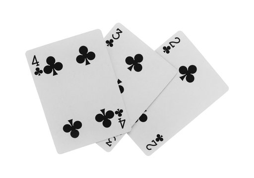Playing cards isolated on white background with clipping path