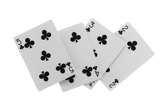 Playing cards isolated on white background with clipping path