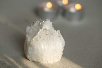 Transparent quartz and candle lights