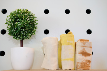 colorful tie dye fabric bag scarf on shelf