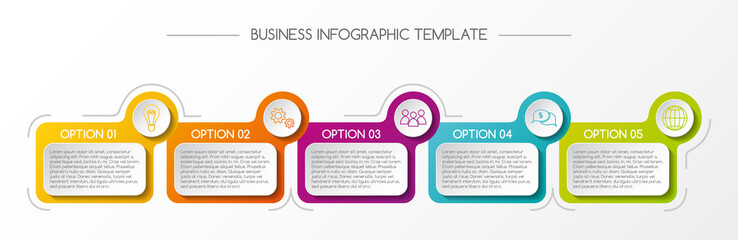 Business infograph with colorful boxes. Vector.
