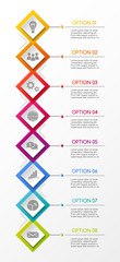 Colorful infographic layout with business icons. Vector.