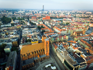 Obraz premium aerial view of famous polish city Wroclaw