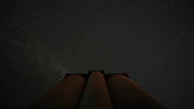 Astro time-lapse with large silo