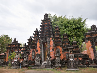 Hindu temple with statues of the gods on Bali island, Indonesia. Balinese Hindu Temple, old hindu...